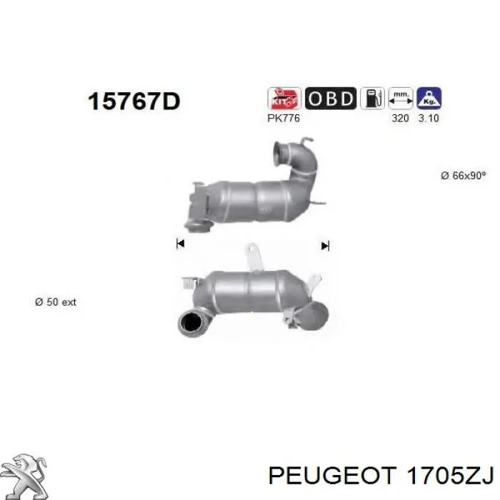 00001705ZJ Peugeot/Citroen catalizador