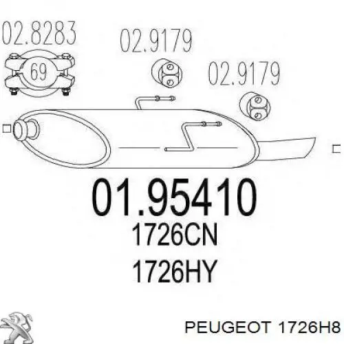 1726H8 Peugeot/Citroen silenciador posterior