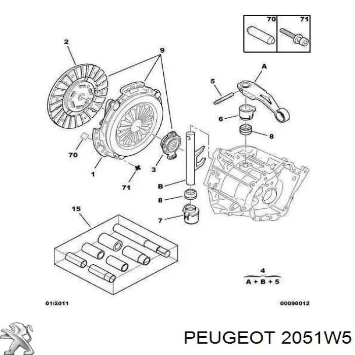 2051A3 Peugeot/Citroen kit de embrague (3 partes)