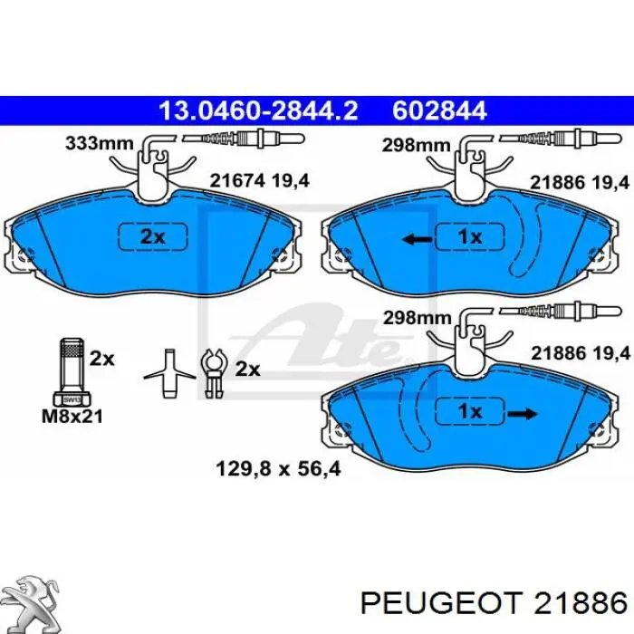 21886 Peugeot/Citroen pastillas de freno delanteras