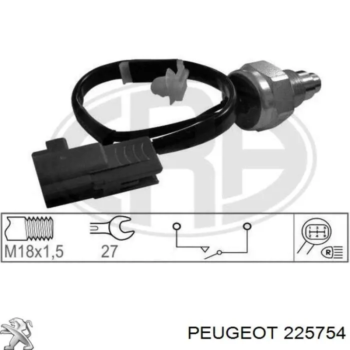 225754 Peugeot/Citroen interruptor, piloto de marcha atrás