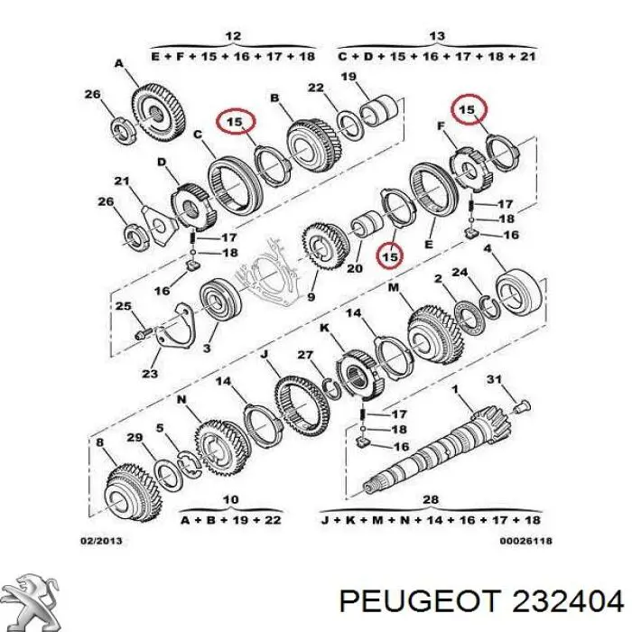 232404 Peugeot/Citroen sincronizador 3 e 4 marcha