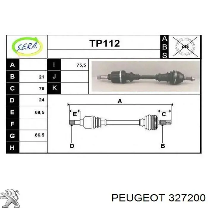  Árbol de transmisión delantero izquierdo para Citroen C15 VD