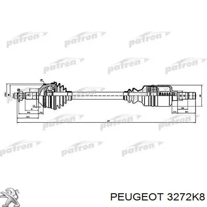 3272K8 Peugeot/Citroen árbol de transmisión delantero izquierdo