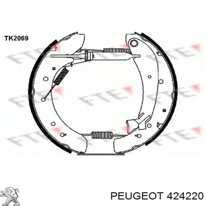 424220 Peugeot/Citroen juego de zapatas de frenos de tambor, con cilindros, completo