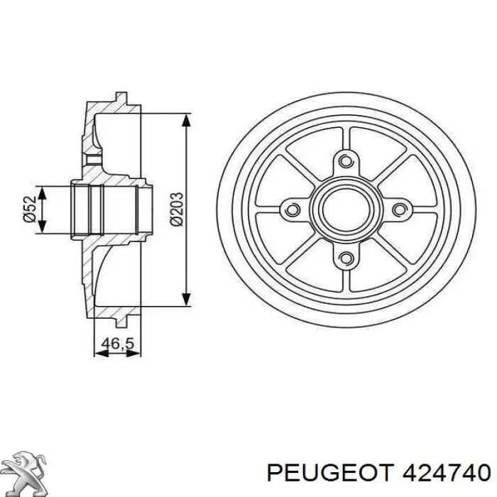 424740 Peugeot/Citroen freno de tambor trasero