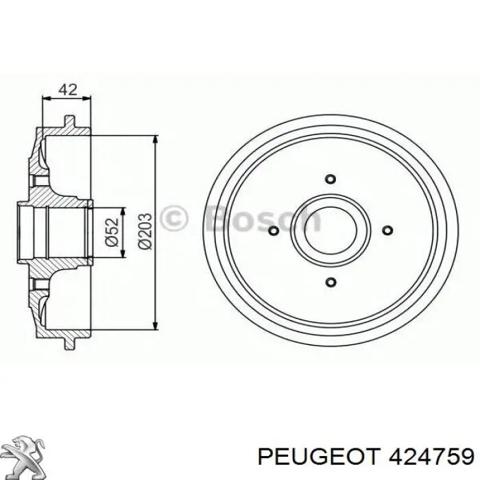 424759 Peugeot/Citroen freno de tambor trasero