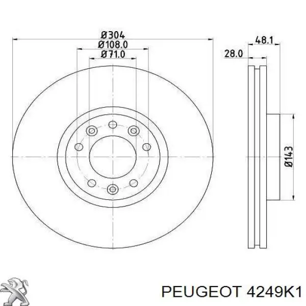 4249K1 Peugeot/Citroen freno de disco delantero