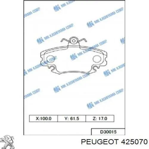 425070 Peugeot/Citroen pastillas de freno delanteras