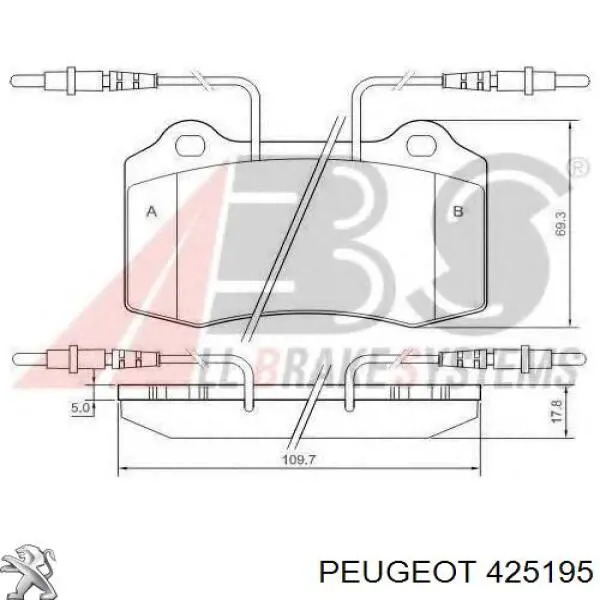 425195 Peugeot/Citroen pastillas de freno delanteras
