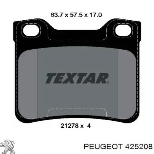 425208 Peugeot/Citroen pastillas de freno traseras