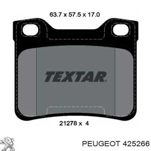 425266 Peugeot/Citroen pastillas de freno traseras