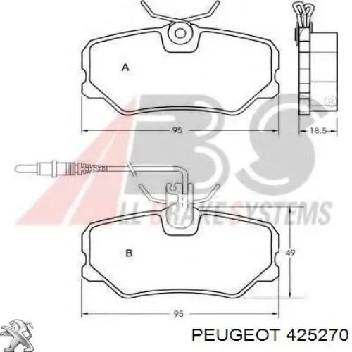 425270 Peugeot/Citroen pastillas de freno delanteras