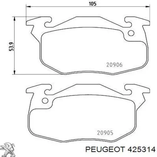 425314 Peugeot/Citroen pastillas de freno delanteras