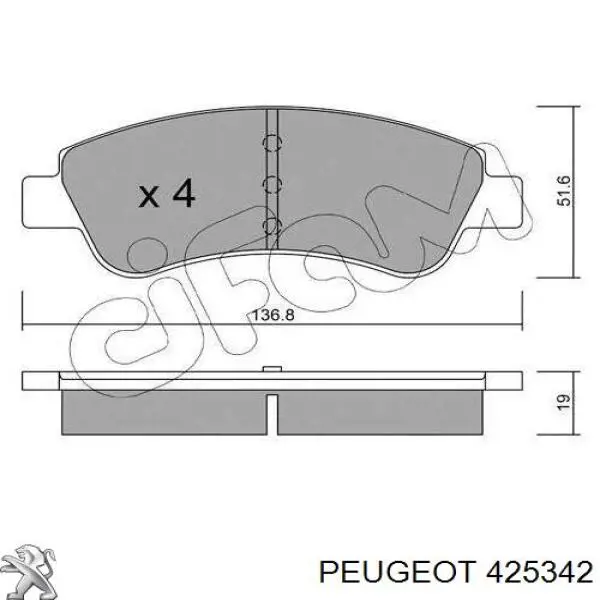 425342 Peugeot/Citroen pastillas de freno delanteras