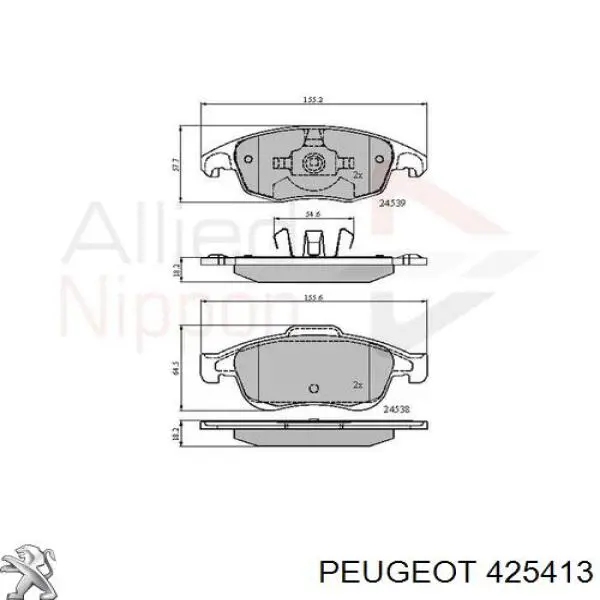 425413 Peugeot/Citroen pastillas de freno delanteras