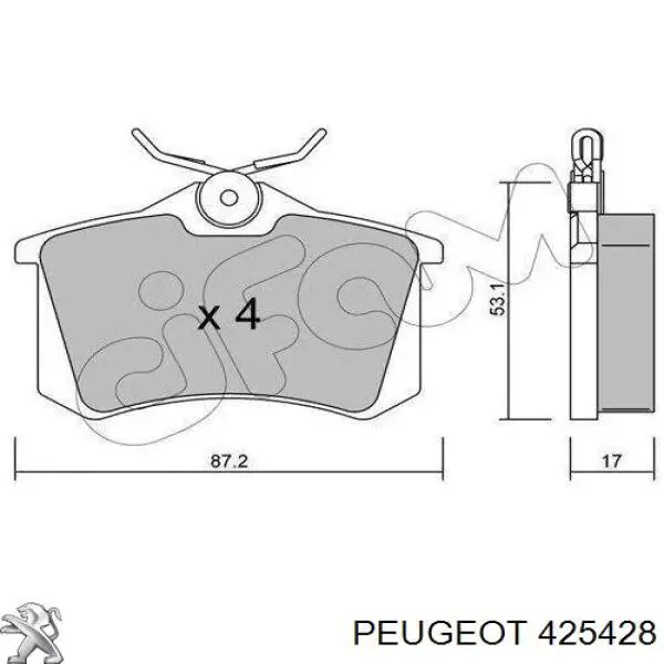 425428 Peugeot/Citroen pastillas de freno traseras