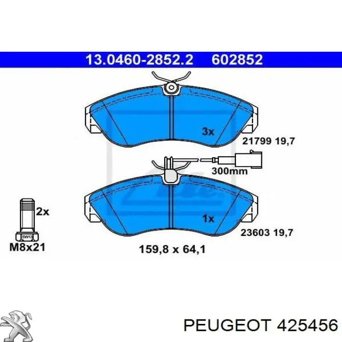 425456 Peugeot/Citroen pastillas de freno delanteras