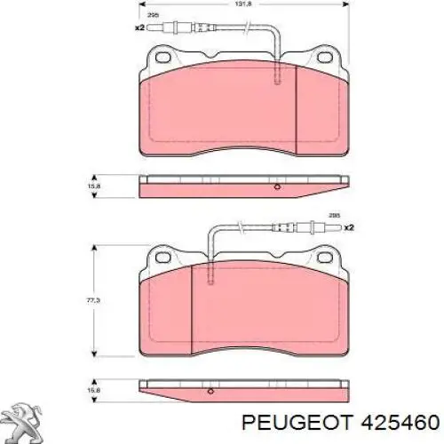 425460 Peugeot/Citroen pastillas de freno delanteras