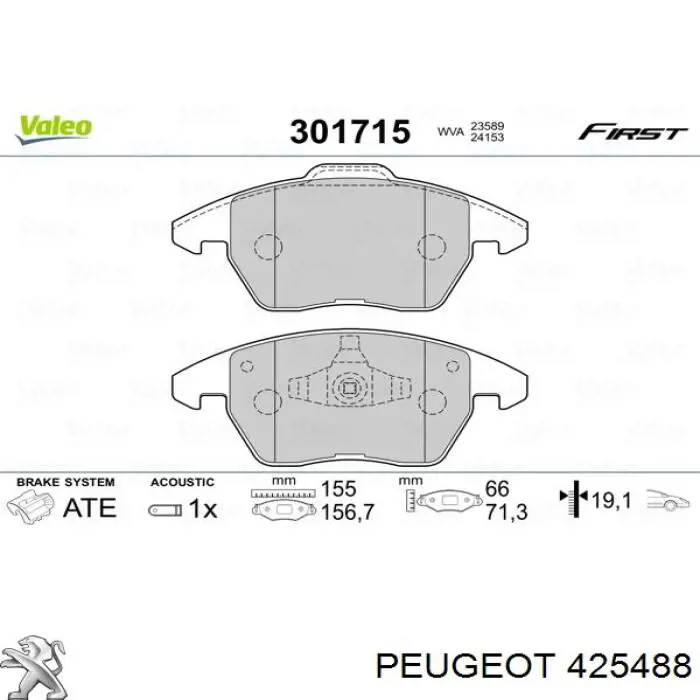 425488 Peugeot/Citroen pastillas de freno delanteras