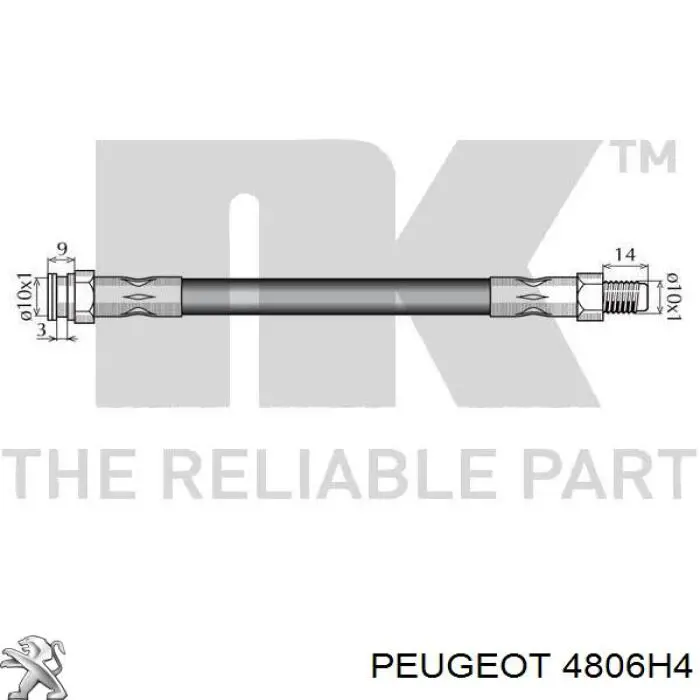 4806H4 Peugeot/Citroen tubo flexible de frenos trasero