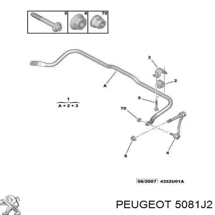  Estabilizador delantero para Peugeot 407 6D