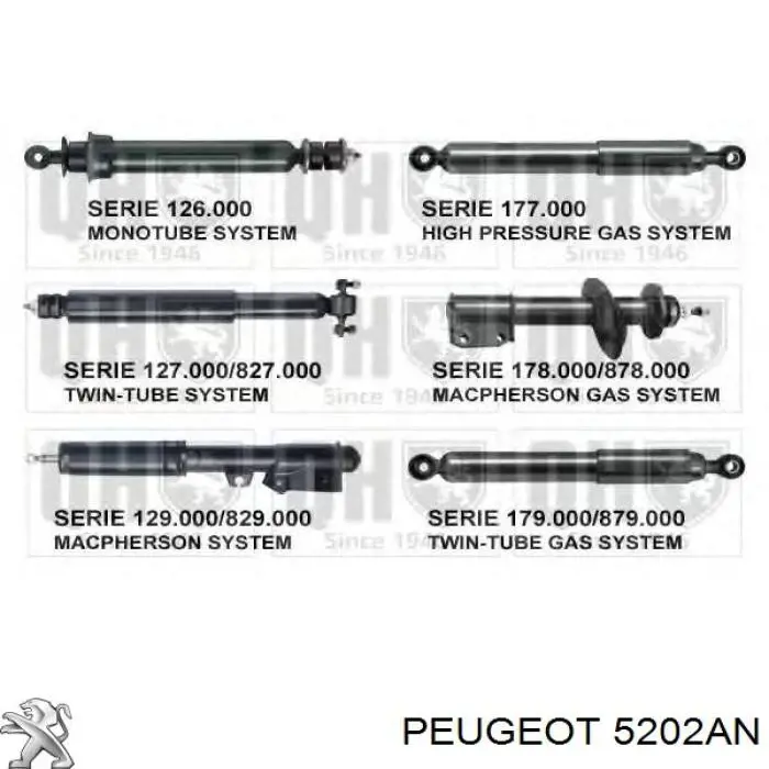 5202AN Peugeot/Citroen amortiguador delantero izquierdo