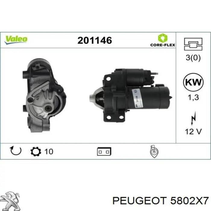 5802X7 Peugeot/Citroen motor de arranque