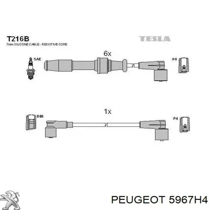 5967H4 Peugeot/Citroen juego de cables de encendido