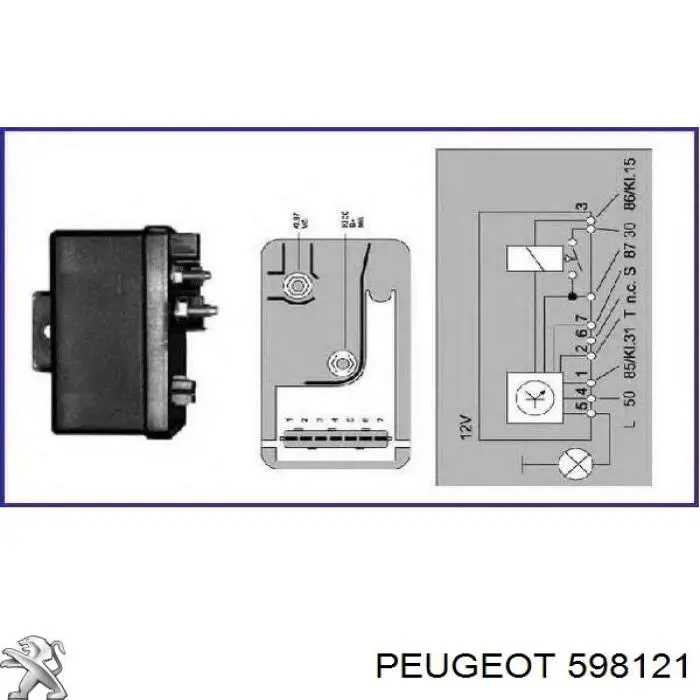 598121 Peugeot/Citroen relé de bujía de precalentamiento