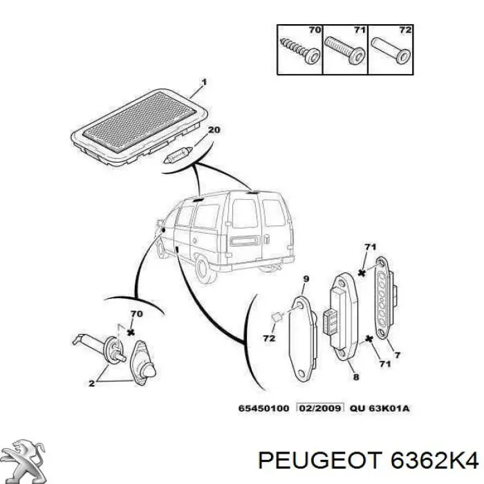  Luz interior (cabina) para Citroen Jumpy 1 