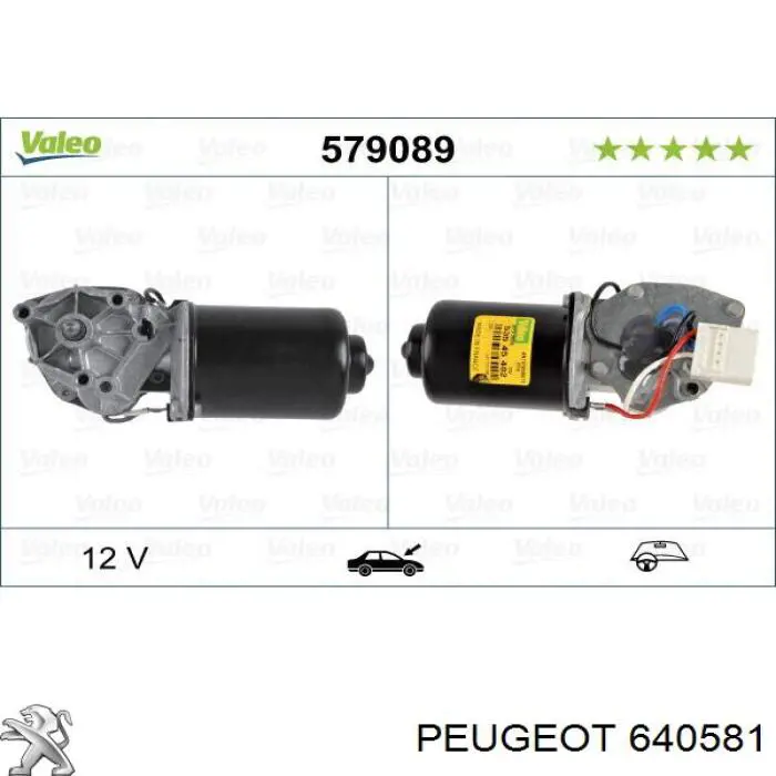 640581 Peugeot/Citroen motor del limpiaparabrisas del parabrisas