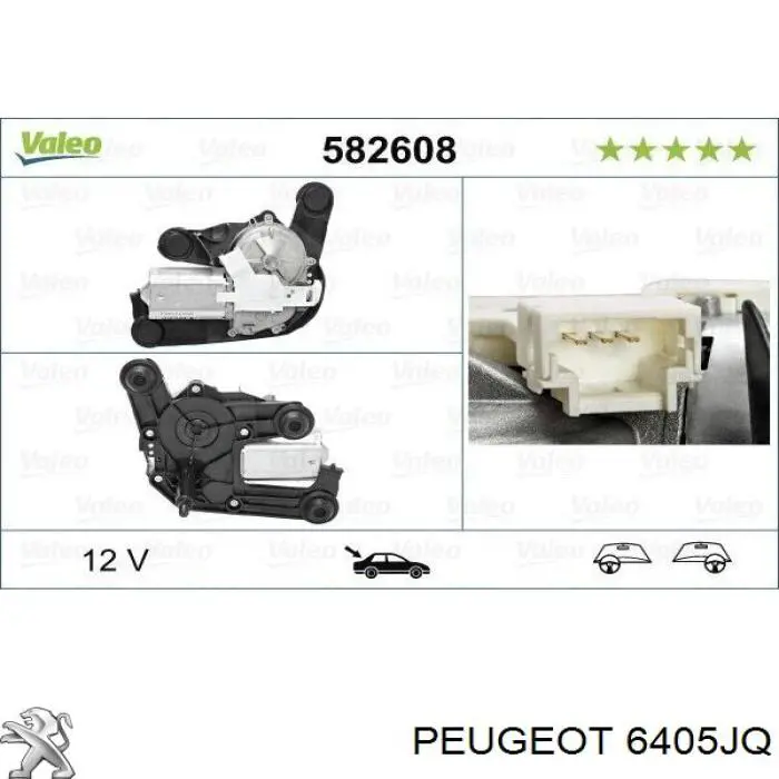 6405JQ Peugeot/Citroen motor limpiaparabrisas luna trasera