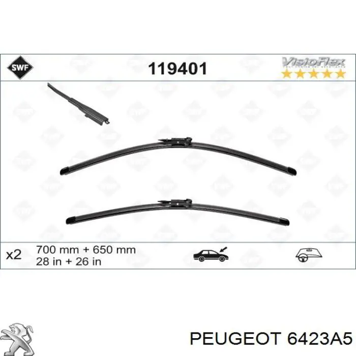 6423A5 Peugeot/Citroen juego de limpiaparabrisas de luna delantera, 2 piezas