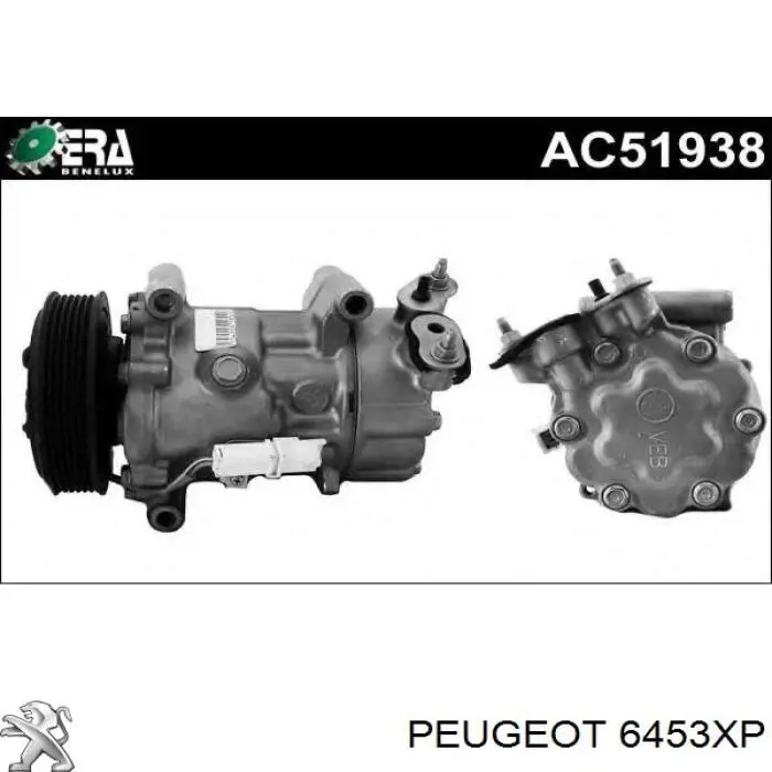 6453XP Peugeot/Citroen compresor de aire acondicionado