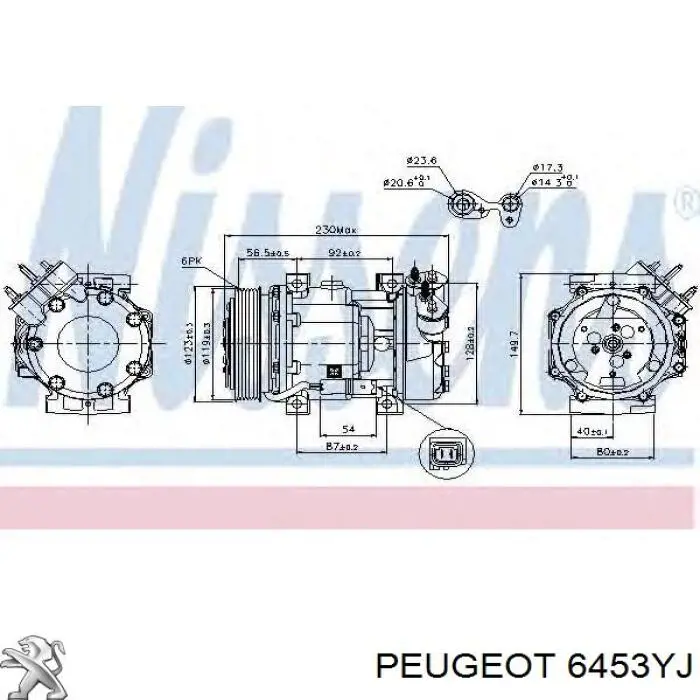 6453YJ Peugeot/Citroen compresor de aire acondicionado