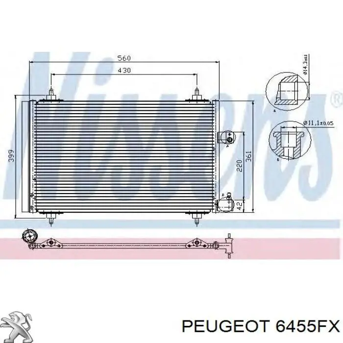 6455FX Peugeot/Citroen condensador aire acondicionado