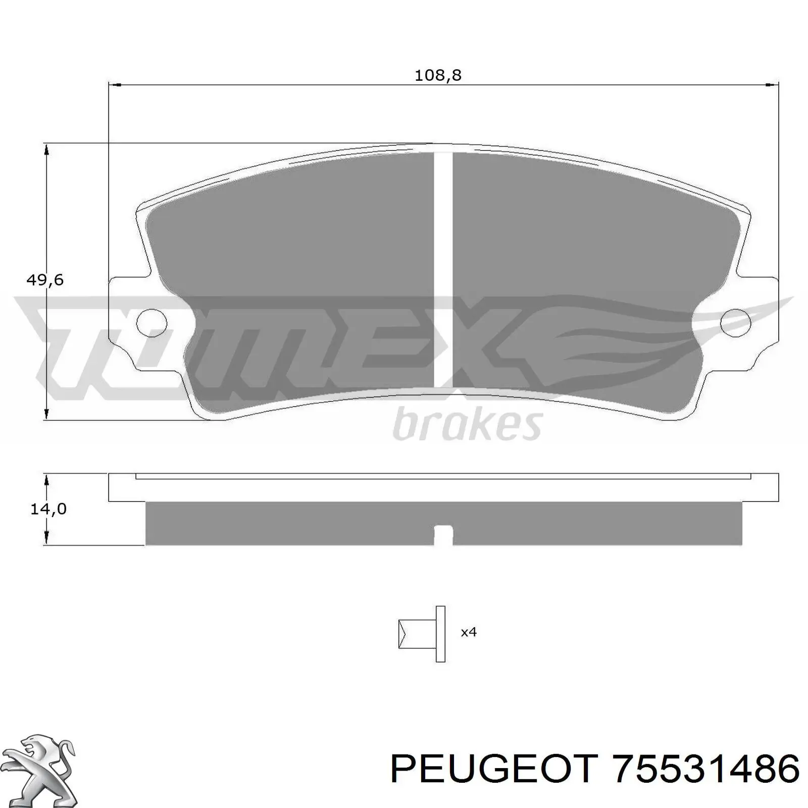 75531486 Peugeot/Citroen pastillas de freno delanteras