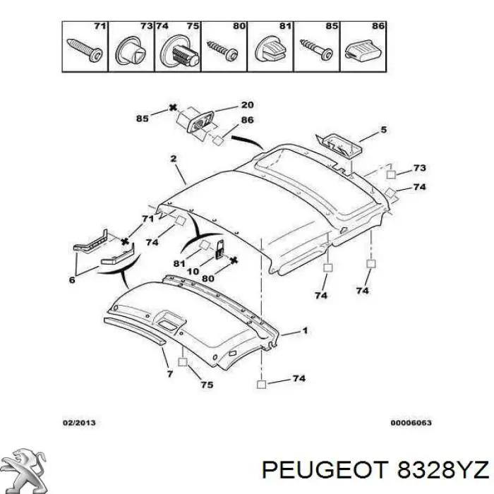  Tapicería de techo para Citroen Berlingo M