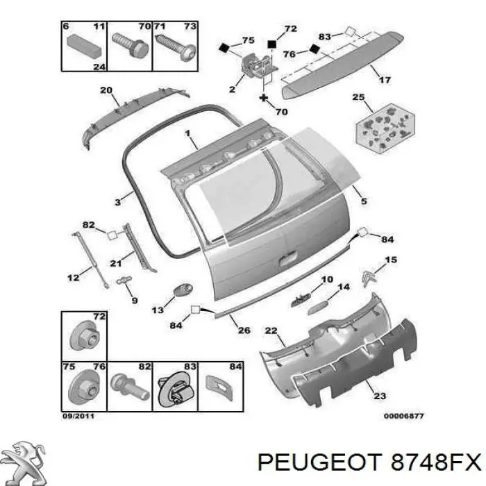  Tapicería para tapa de maletero para Citroen C4 LC