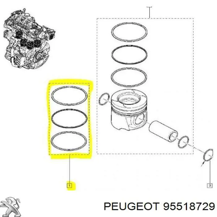 95518729 Peugeot/Citroen juego de aros de pistón para 1 cilindro, std