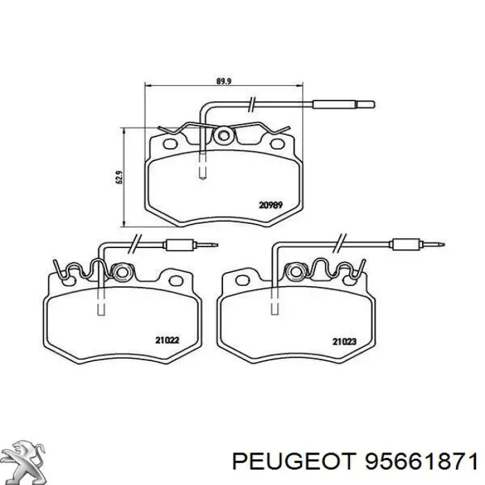 95661871 Peugeot/Citroen pastillas de freno delanteras