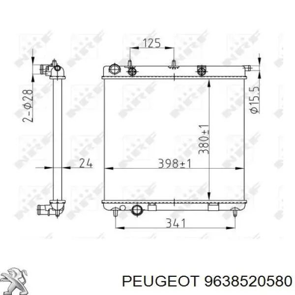 9638520580 Peugeot/Citroen radiador refrigeración del motor