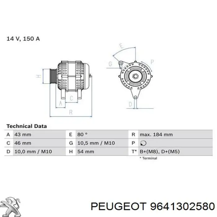 9641302580 Peugeot/Citroen alternador