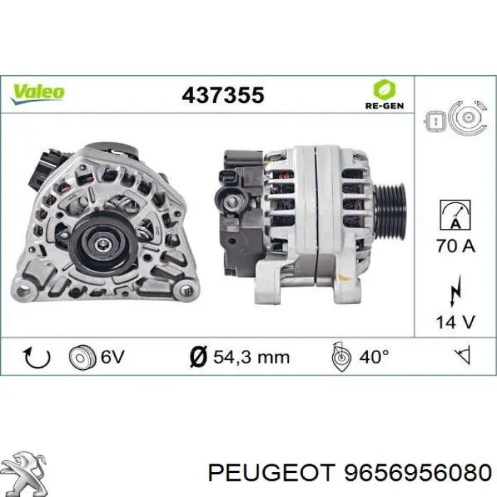 9656956080 Peugeot/Citroen alternador