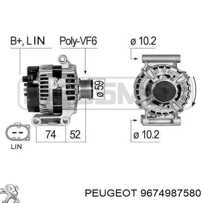 9674987580 Peugeot/Citroen alternador