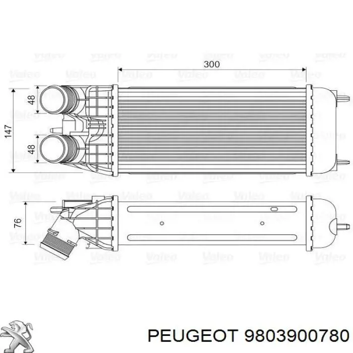 9803900780 Peugeot/Citroen radiador de aire de admisión