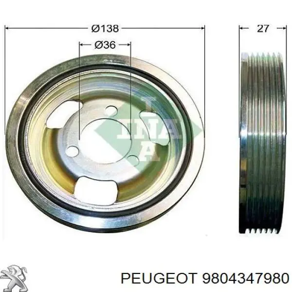 9804347980 Peugeot/Citroen polea, cigüeñal