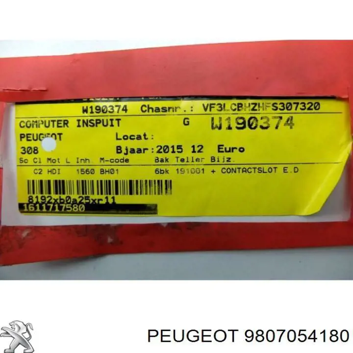 9807054180 Peugeot/Citroen centralina del motor / modulo de control del motor (ecu)