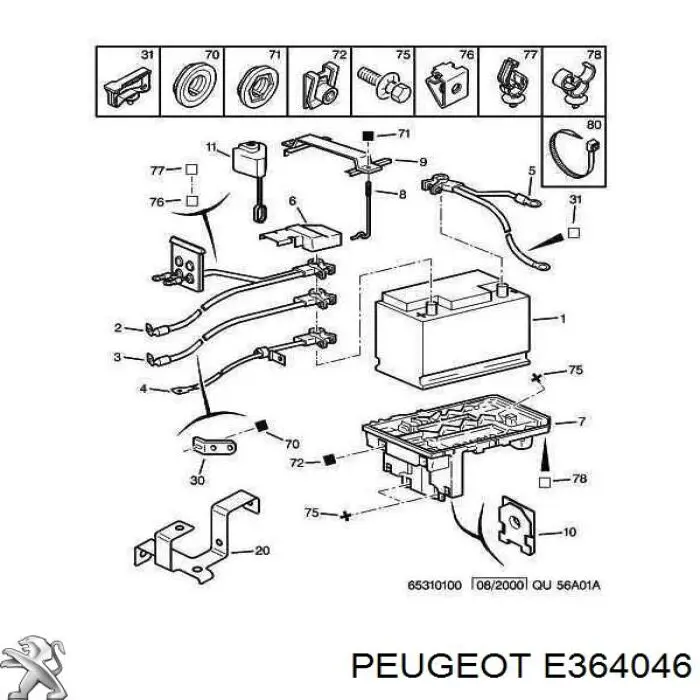 E364046 Peugeot/Citroen batería de arranque